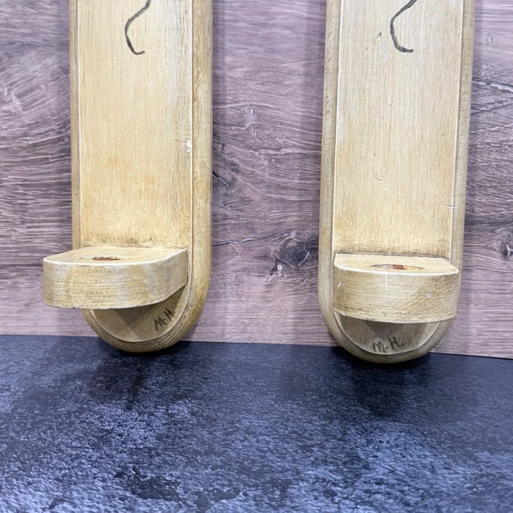 Vintage Hand‎ Painted Wooden Wall Sconces Set of 2 Grapevine Country Cottage